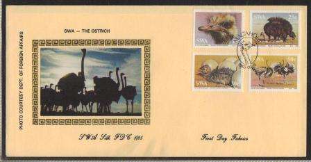 SWA 1985 OSTRICHES LIMITED EDITION SILK FDC # 1/85