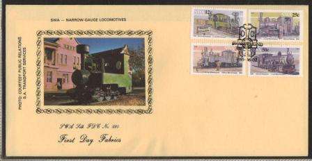 SWA 1985 NARROW GAUGE LOCOMOTIVES LIMITED EDITION SILK FDC # 5/85