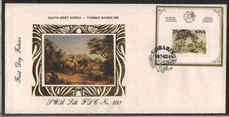 SWA 1987 THOMAS BAINES M/S LIMITED EDITION SILK FDC # 2/87