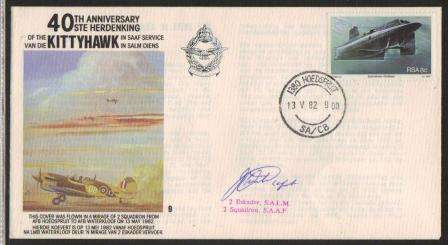 SA AIR FORCE (SAAF) FLIGHT COVER #9 - 40TH ANNIV KITTYHAWK IN SAAF SERVICE SIGNED