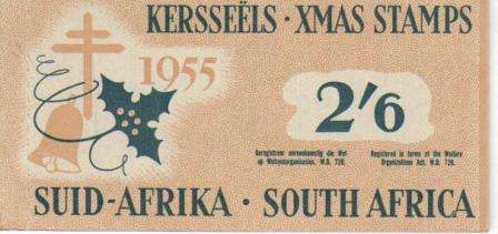 UNION SA 1955 2/6 CHRISTMAS LABELS BOOKLET COMPLETE WITH 5 MNH PANES