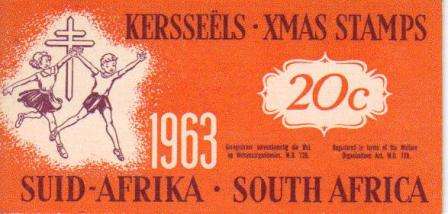 RSA 1963 20c CHRISTMAS LABELS BOOKLET COMPLETE WITH 4 MNH PANES