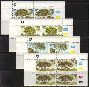 VENDA 1984 INDIGENOUS TREES SET OF 4 MNH CONTROL BLOCKS OF 4