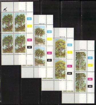 CISKEI 1984 INDIGENOUS TREES SET OF 4 MNH CONTROL BLOCKS OF 4