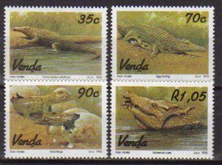 VENDA 1992 CROCODILE FARMING SET OF 4 MNH SINGLES