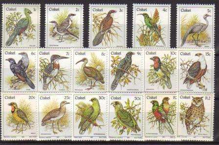CISKEI 1981 1ST DEFINITIVE BIRDS SET OF 17 MNH SINGLES