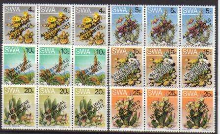 SWA 1978 UNIVERSAL SUFFRAGE SET OF 6 MNH STRIPS OF 3