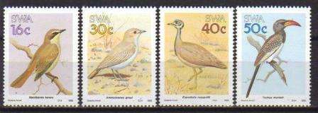 SWA 1988 BIRDS OF SWA SET OF 4 MNH SINGLES