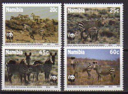 NAMIBIA 1991 MOUNTAIN ZEBRA SET OF 4 MNH SINGLES