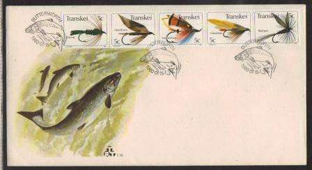 TRANSKEI 1980 1ST FISHING FLIES FDC 1.16 STARTING WITH ZUG BUG