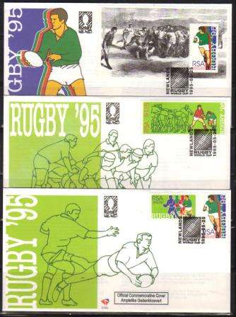 RSA 1995 RUGBY WORLDCUP TOURNAMENT FDC 6.14a/b/c