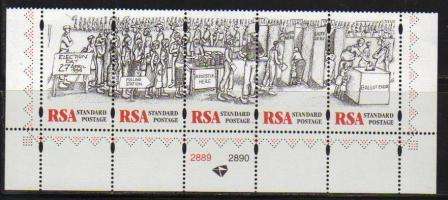 RSA 1997 FREEDOM DAY MNH CONTROL STRIP OF 5