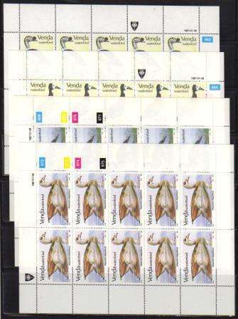 VENDA 1987 WATERFOWL SET OF 4 MNH FULL SHEETS OF 10