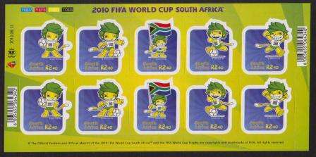 RSA 2010 FIFA WORLD CUP MASCOT MNH FULL SHEET OF 10