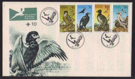 SWA 1975 PROTECTED BIRDS OF PREY OFFICIAL FDC 10 WITH MISFOLD