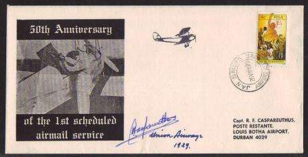AVIATION 1979 FLIGHT COVER 50TH ANNIV 1ST AIRMAIL SERVICE LIMITED 140/225 SIGNED CASPAREUTHUS