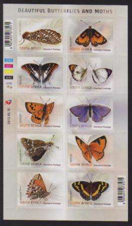 RSA 2013 BUTTERFLIES AND MOTHS MNH FULL SHEET OF 10