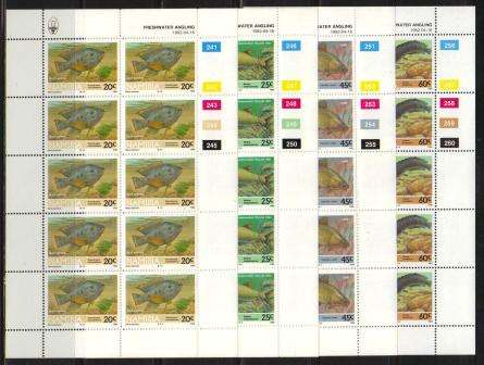 NAMIBIA 1992 FRESHWATER ANGLING SET OF 4 MNH FULL SHEETS OF 10