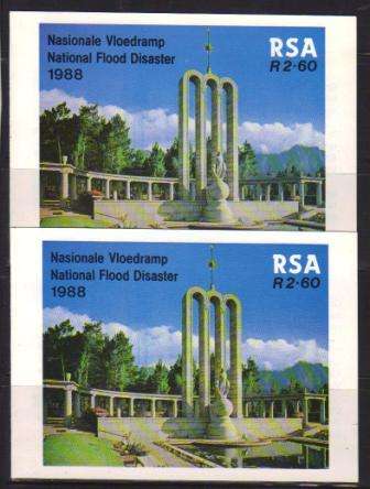 RSA 1988 FLOOD DISASTER (HUGUENOTS) SET OF 2 BOOKLETS WITH BOTH MARGIN VARIETIES