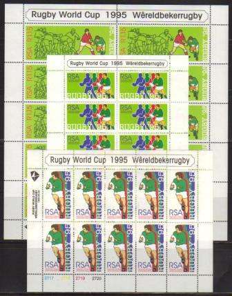 RSA 1995 RUGBY WORLD CUP SET OF 3 MNH FULL SHEETS OF 10