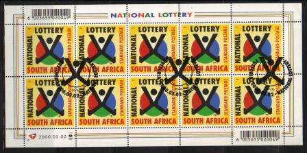 RSA 2000 NATIONAL LOTTERY USED (CTO) FULL SHEET OF 10