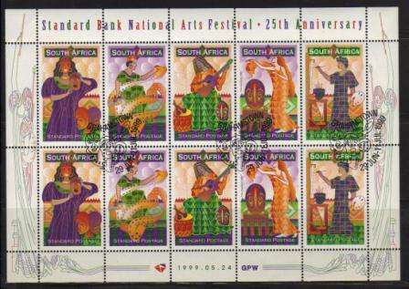 RSA 1999 GRAHAMSTOWN ARTS FESTIVAL CTO FULL SHEET OF 10