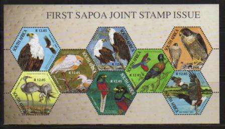 RSA 2004 SOUTHERN AFRICAN BIRDS 1ST SAPOA JOINT ISSUE MNH FULL SHEET OF 8