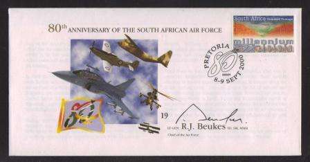 SA AIR FORCE (SAAF) FLIGHT COVER # AF19 - 80TH ANNIVERSARY OF THE SA AIR FORCE SIGNED