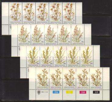 BOP 1981 INDIGENOUS GRASSES SET OF 4 MNH CONTROL STRIPS OF 5