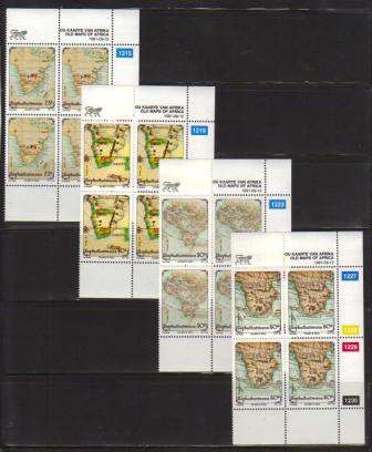 BOP 1991 OLD MAPS OF AFRICA SET OF 4 MNH CONTROL BLOCKS OF 4