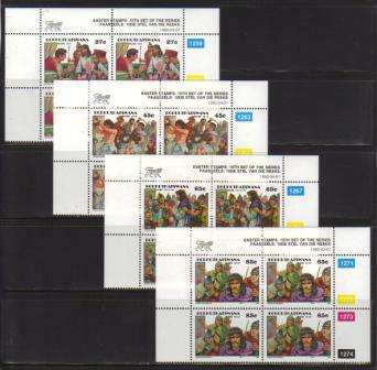 BOP 1992 EASTER SET OF 4 MNH CONTROL BLOCKS OF 4