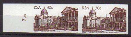 RSA 1982 4TH DEFINITIVE BUILDINGS MNH 30c IMPERF MARGINAL PAIR