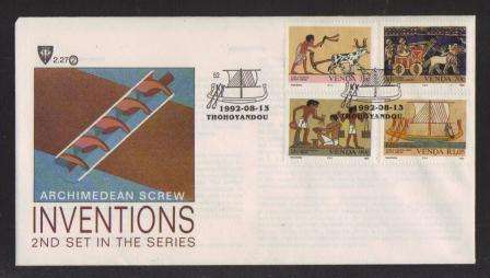 VENDA 1992 INVENTIONS OFFICIAL FDC 2.27