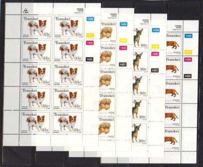TRANSKEI 1993 DOGS SET OF 4 MNH FULL SHEETS OF 10