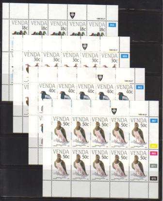 VENDA 1989 ENDANGERED BIRDS SET OF 4 MNH FULL SHEETS OF 10