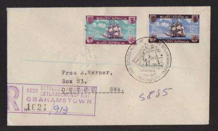 RSA 1962 1820 SETTLERS MONUMENT REG COM COVER CXD GRAHAMSTOWN 3/9/62