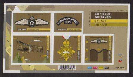RSA 2015 CENTENARY SA AVIATION CORPS MNH FULL SHEET OF 5