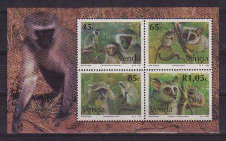 VENDA 1994 MONKEYS MNH MINIATURE SHEET