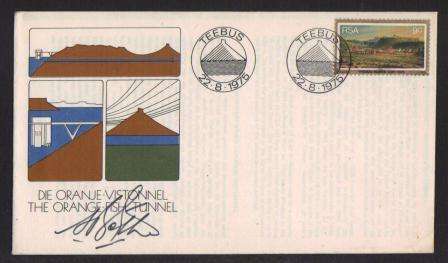 RSA 1975 OPENING ORANGE - FISH TUNNEL COM COVER SIGNED MINISTER WATER AFFAIRS