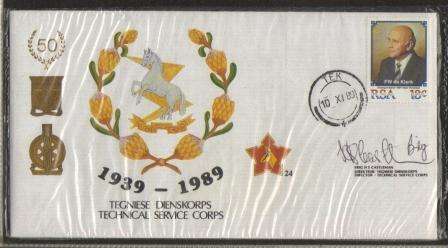 SA ARMY COM COVER  24 - 50 YEARS TECHNICAL SERVICE CORPS - SIGNED IN BLACK
