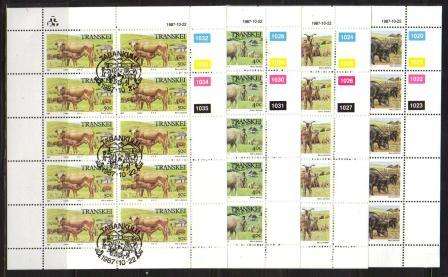 TRANSKEI 1987 DOMESTIC ANIMALS SET OF 4 CTO FULL SHEETS OF 10
