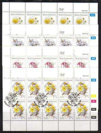 BOP 1987 WILD FLOWERS SET OF 4 CTO FULL SHEETS OF 10
