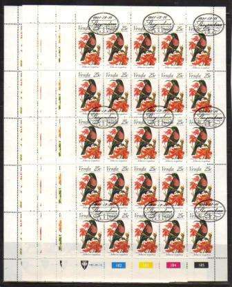 VENDA 1981 SUNBIRDS SET OF 4 CTO FULL SHEETS OF 25