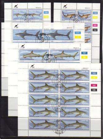 CISKEI 1983 SHARKS SET OF 5 USED (CTO) FULL SHEETS OF 10