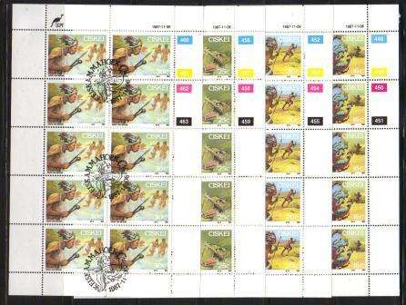 CISKEI 1987 FOLKLORE SET OF 4 USED (CTO) FULL SHEETS OF 10
