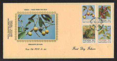 VENDA 1985 FOOD FROM THE VELD LIMITED EDITION SILK FDC 3/85
