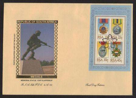 RSA 1984 MILITARY DECORATIONS M/S LIMITED EDITION SILK FDC #6A/84
