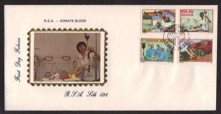 RSA 1986 DONATE BLOOD LIMITED EDITION SILK FDC #1/86