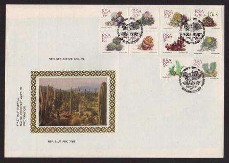 RSA 1988 5TH DEFINITIVE SUCCULENTS LIMITED EDITION SILK FDC #7/88