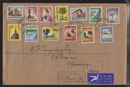 SWA 1961 1ST DECIMAL DEFINITIVE REG AIRMAIL PRIVATE FDC CXD WINDHOEK 14/12/61